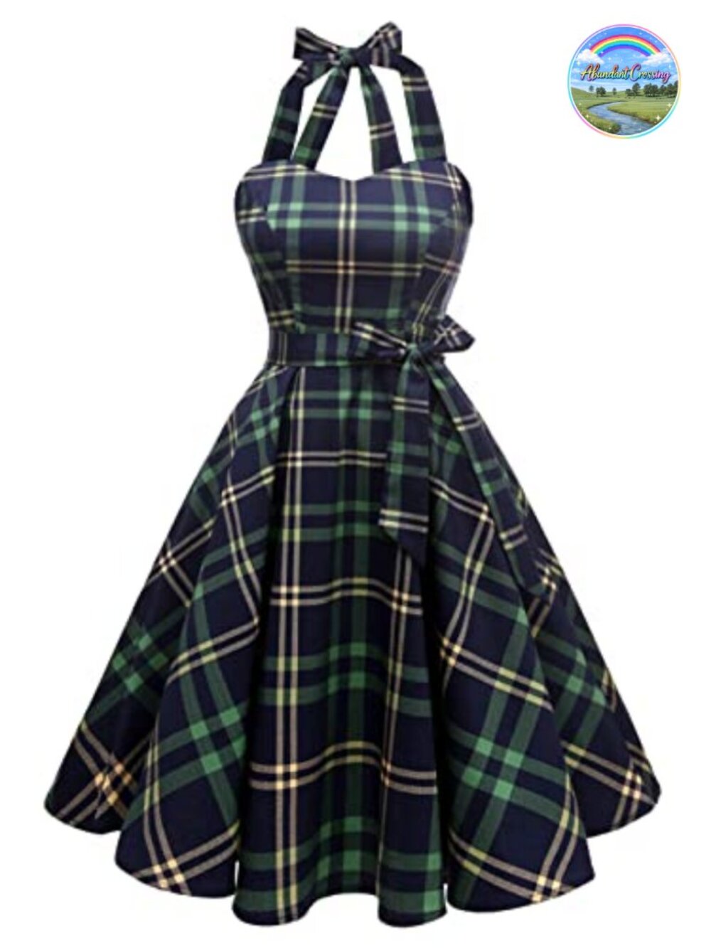 Women's Vintage Polka Halter Retro Cocktail Dress 1950s Swing A-Line